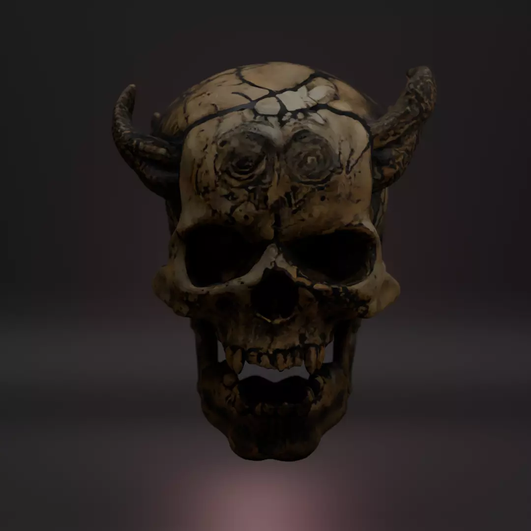 Ancient and Demonic Skull Props Pack 7 Fantasy Skulls PBR Low-poly 3D model_6