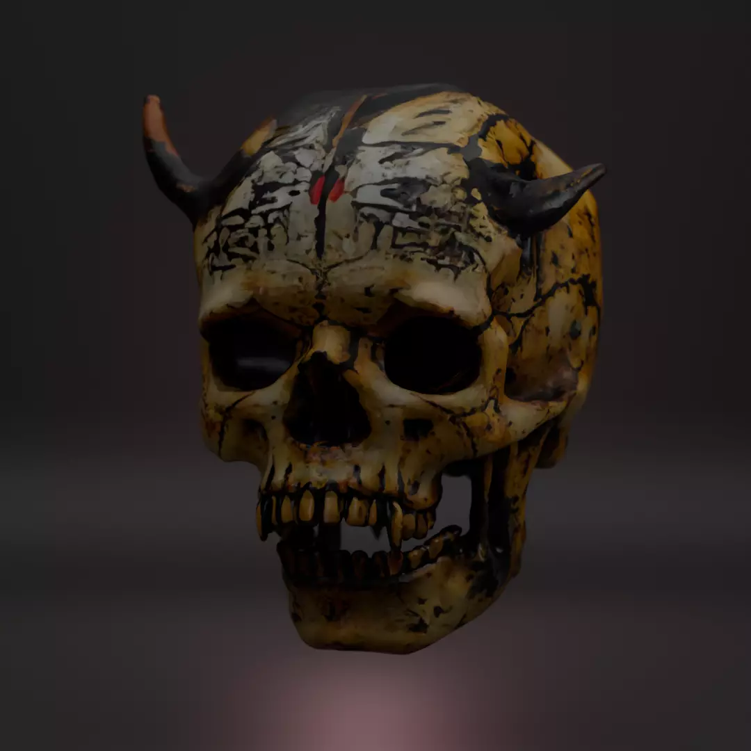 Ancient and Demonic Skull Props Pack 7 Fantasy Skulls PBR Low-poly 3D model_2