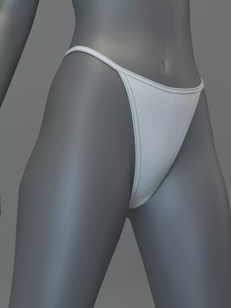 Basic Spaghetti Strap Top and String Bikini Bottom Set 3D model_11