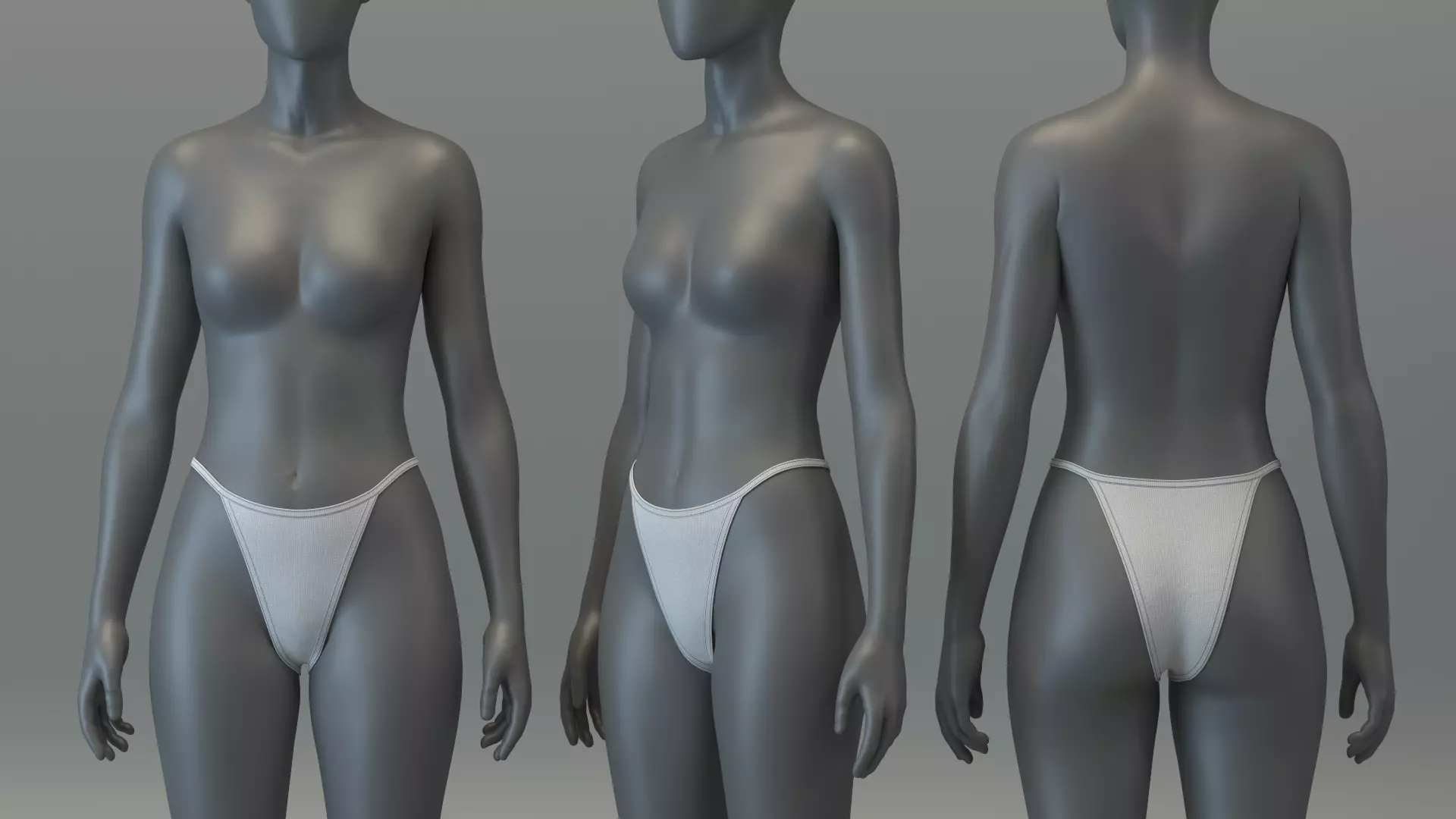 Basic Spaghetti Strap Top and String Bikini Bottom Set 3D model_3