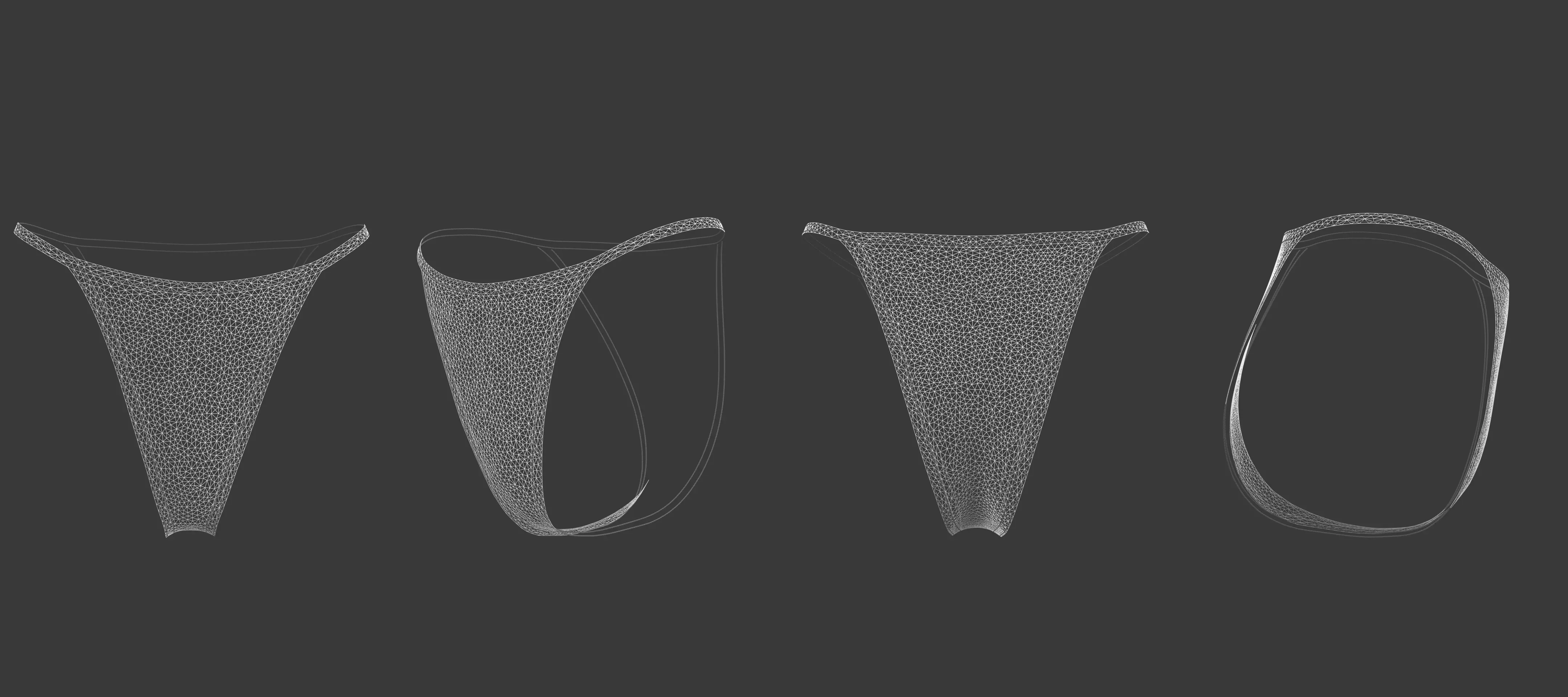 Basic Spaghetti Strap Top and String Bikini Bottom Set 3D model_24