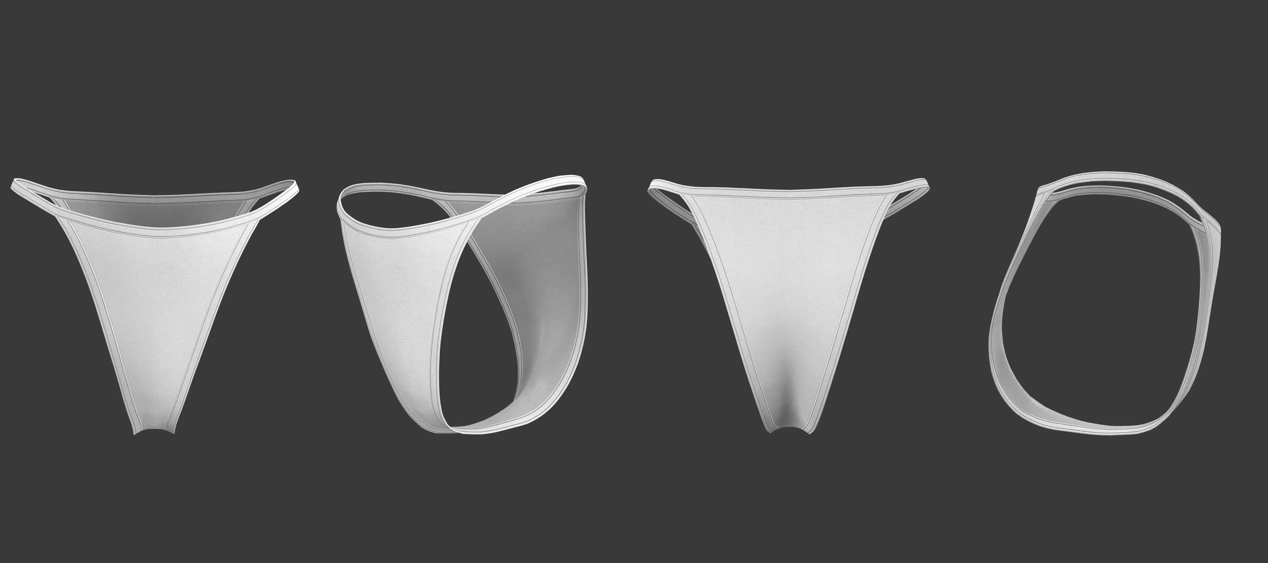 Basic Spaghetti Strap Top and String Bikini Bottom Set 3D model_23