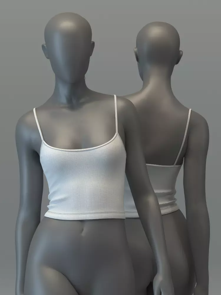 Basic Spaghetti Strap Top and String Bikini Bottom Set 3D model_6