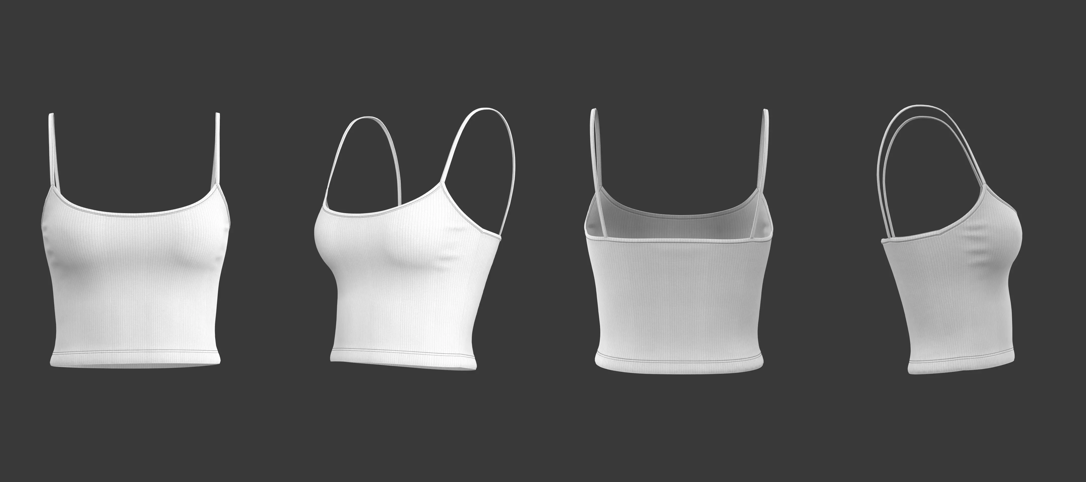 Basic Spaghetti Strap Top and String Bikini Bottom Set 3D model_21