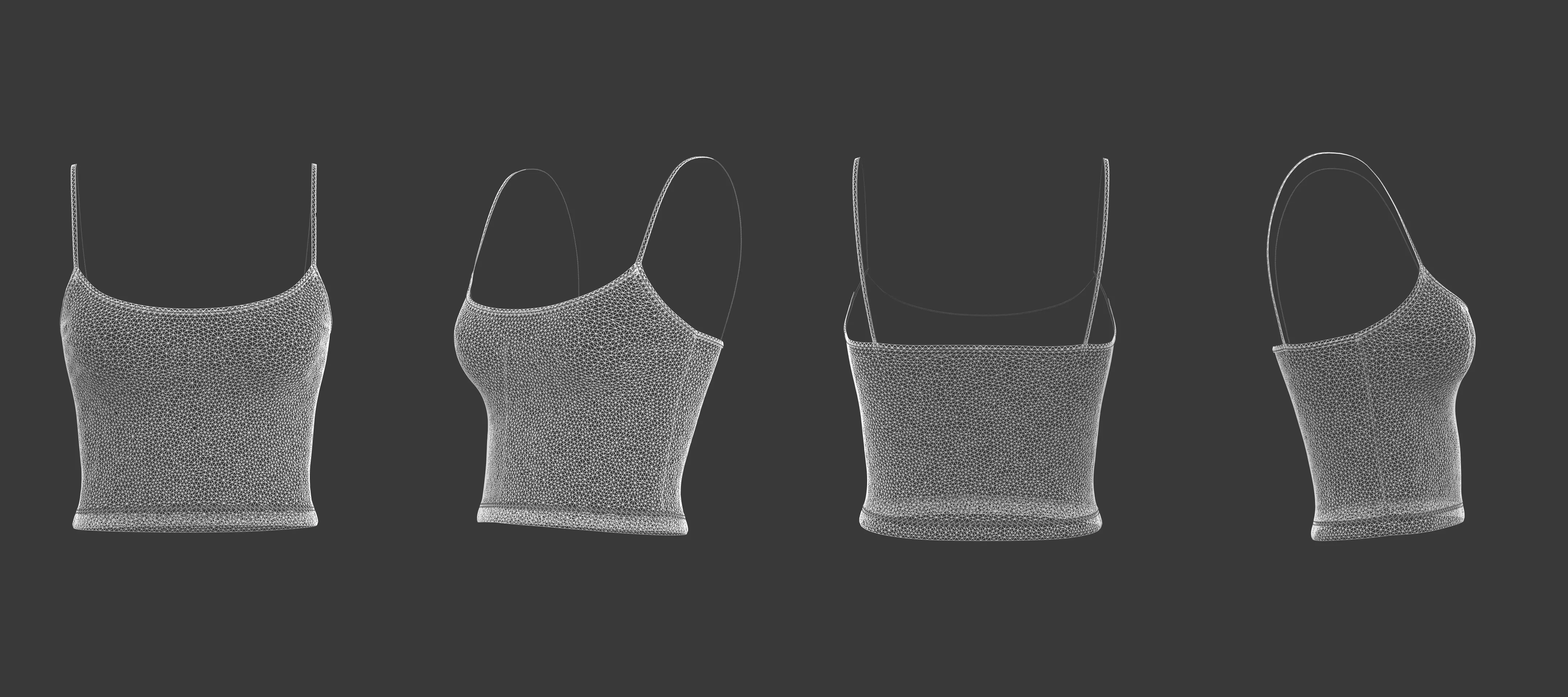 Basic Spaghetti Strap Top and String Bikini Bottom Set 3D model_22