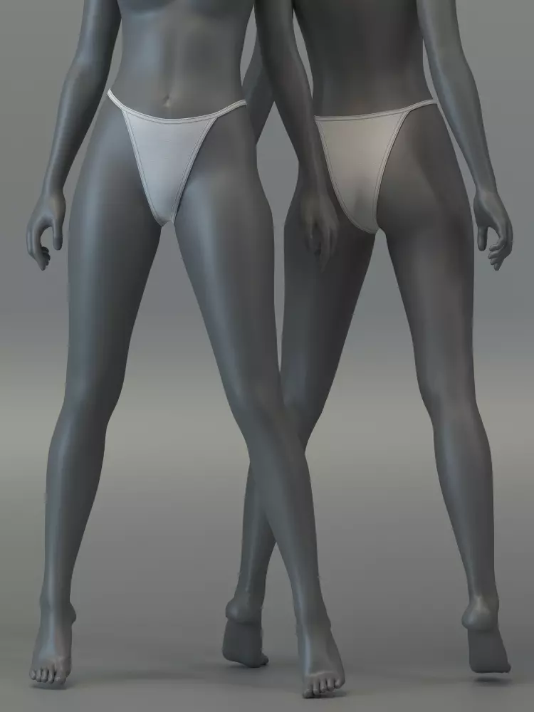 Basic Spaghetti Strap Top and String Bikini Bottom Set 3D model_7