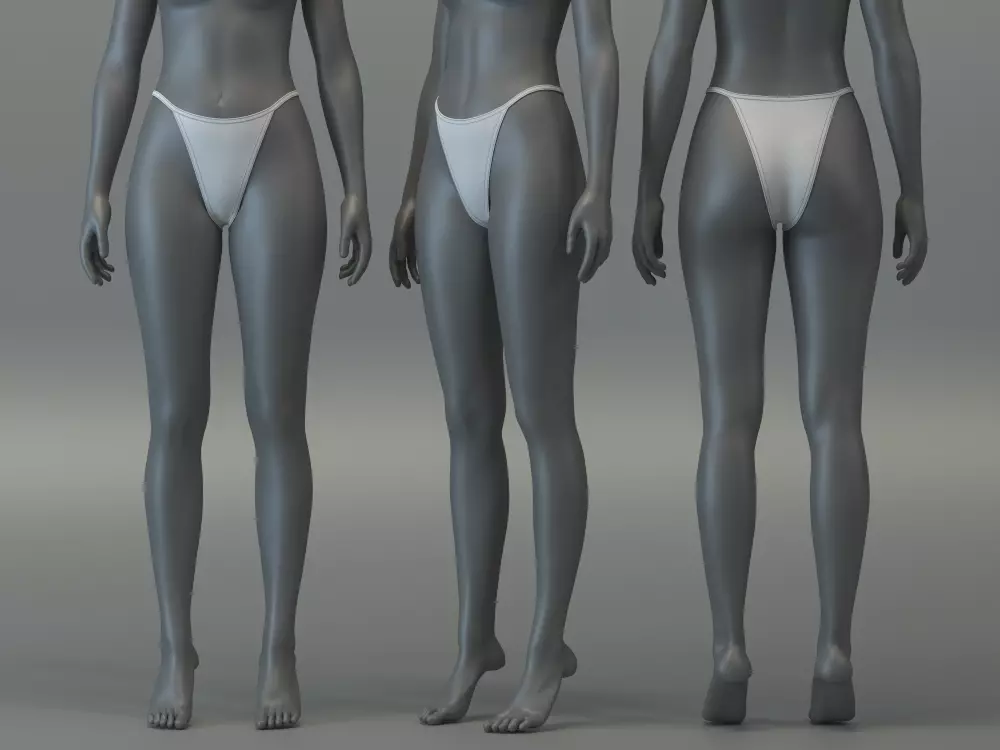 Basic Spaghetti Strap Top and String Bikini Bottom Set 3D model_4
