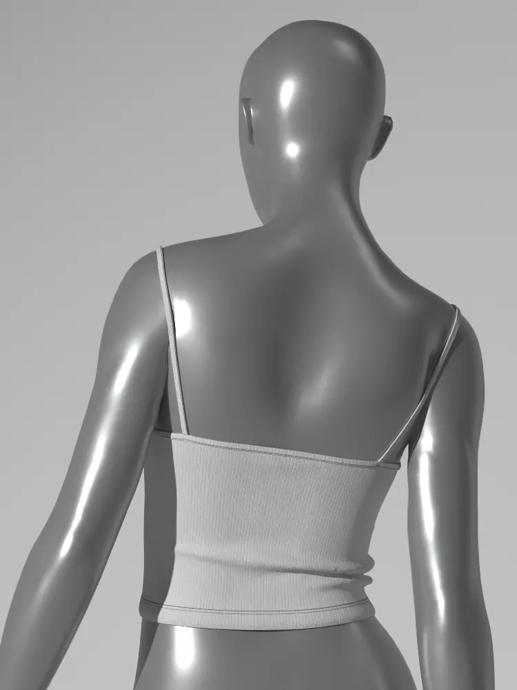 Basic Spaghetti Strap Top and String Bikini Bottom Set 3D model_10