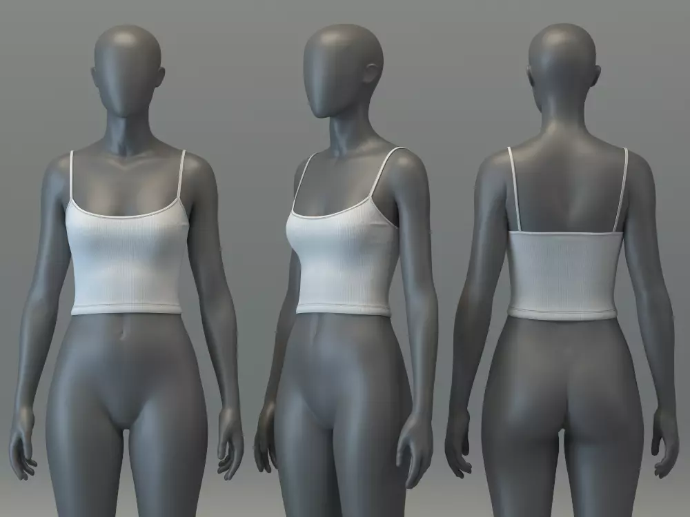 Basic Spaghetti Strap Top and String Bikini Bottom Set 3D model_2