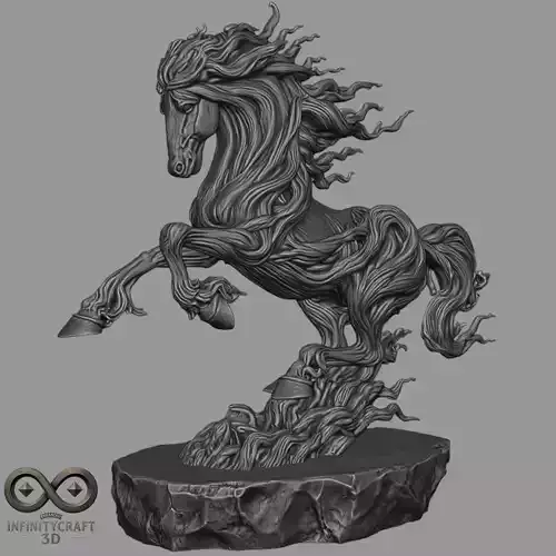 Inferno Stallion  Fantasy Horse 3D Printable Statue