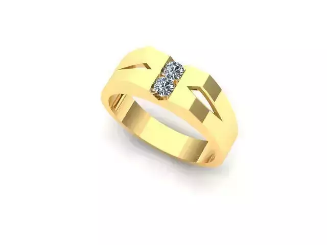 Men Geometric Two-Stone Diamond Band Ring