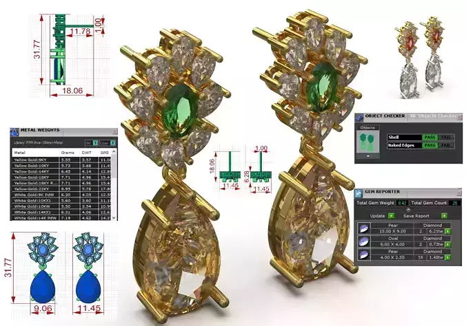 Earrings Emerald Teardrop a Symbol of Luxury Shine je0138