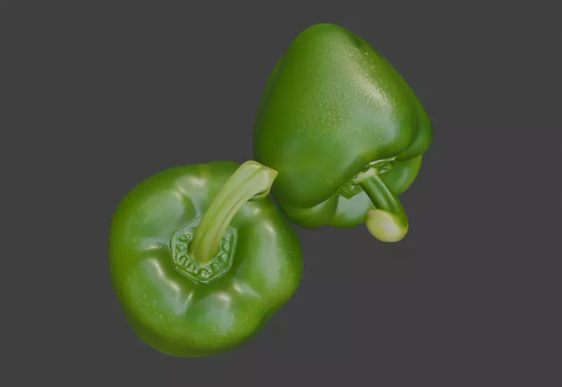 Green Capsicum Pair 3D Model 3D model_4