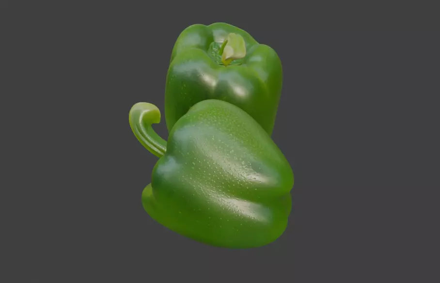Green Capsicum Pair 3D Model 3D model_2