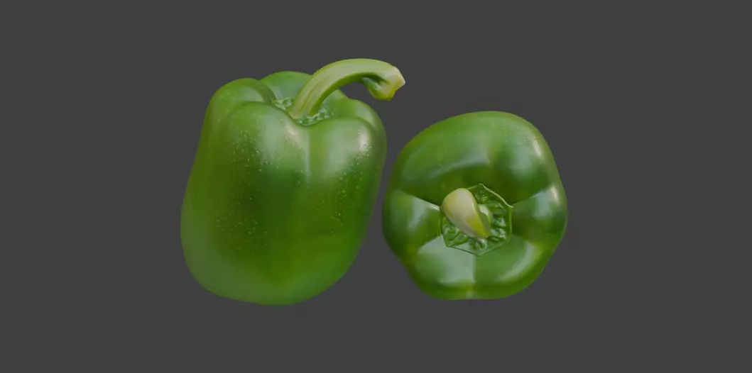 Green Capsicum Pair 3D Model 3D model_0