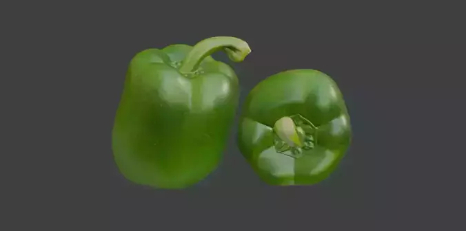 Green Capsicum Pair 3D Model