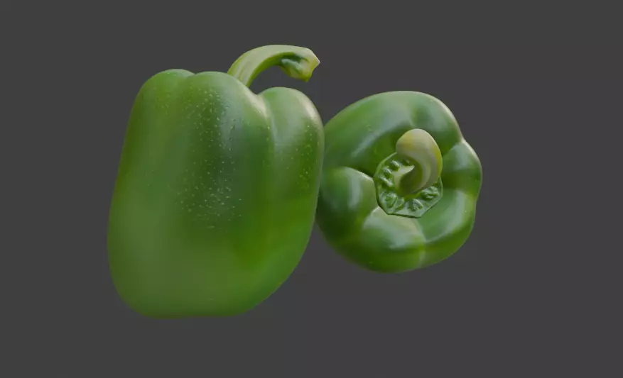 Green Capsicum Pair 3D Model 3D model_1