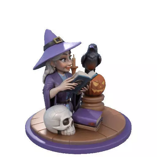 2395Halloween Witch with Skull Raven and Pumpkin 3D print model_9