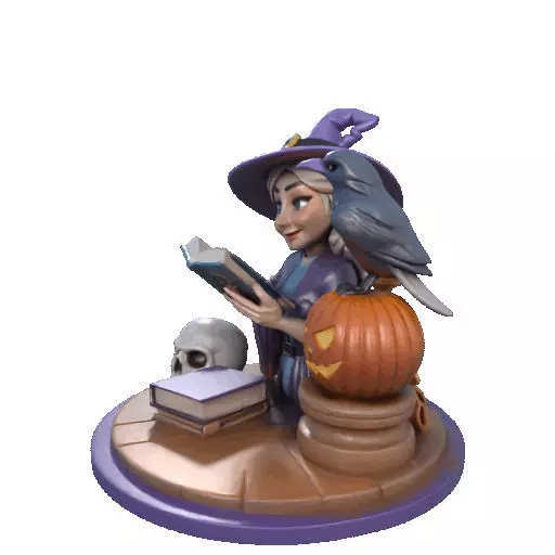 2395Halloween Witch with Skull Raven and Pumpkin 3D print model_30