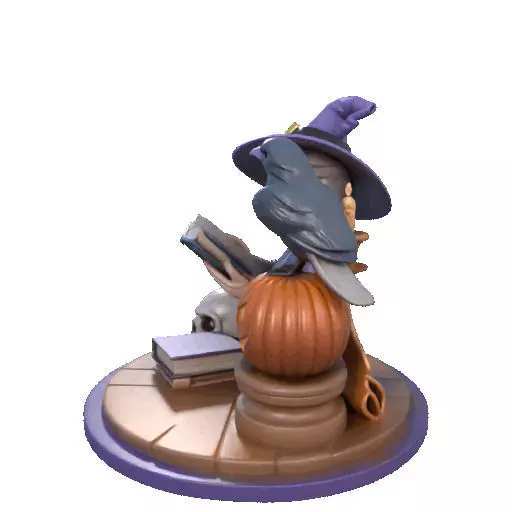 2395Halloween Witch with Skull Raven and Pumpkin 3D print model_28