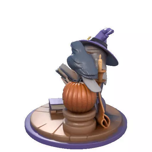 2395Halloween Witch with Skull Raven and Pumpkin 3D print model_27