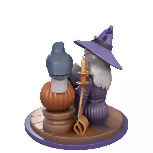 2395Halloween Witch with Skull Raven and Pumpkin 3D print model_24