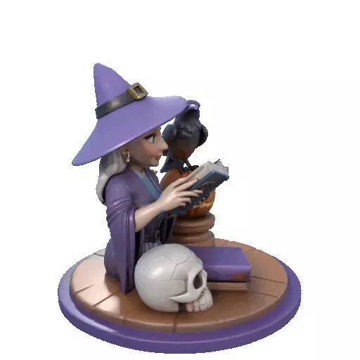 2395Halloween Witch with Skull Raven and Pumpkin 3D print model_11