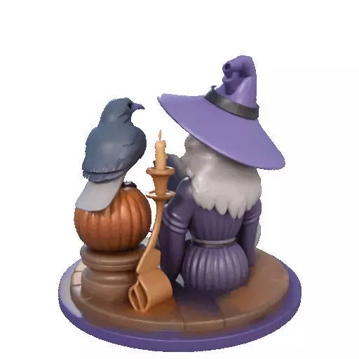 2395Halloween Witch with Skull Raven and Pumpkin 3D print model_22