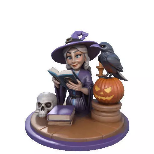 2395Halloween Witch with Skull Raven and Pumpkin 3D print model_33