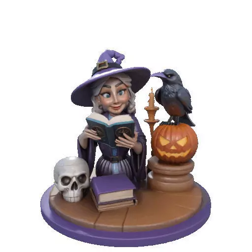 2395Halloween Witch with Skull Raven and Pumpkin 3D print model_35