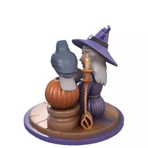 2395Halloween Witch with Skull Raven and Pumpkin 3D print model_25
