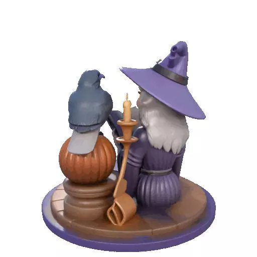 2395Halloween Witch with Skull Raven and Pumpkin 3D print model_23
