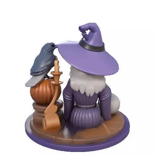 2395Halloween Witch with Skull Raven and Pumpkin 3D print model_20