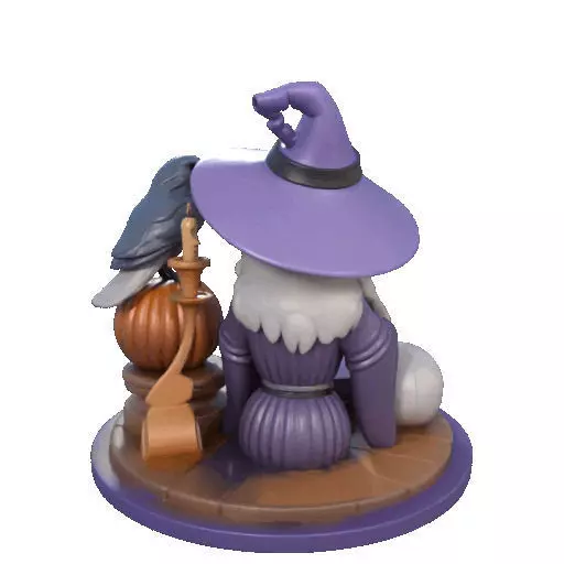2395Halloween Witch with Skull Raven and Pumpkin 3D print model_19