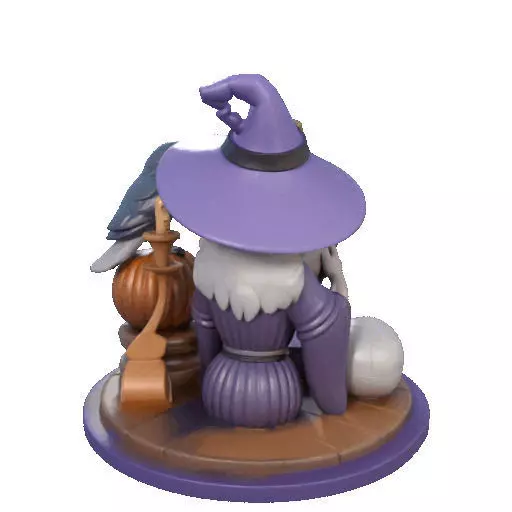2395Halloween Witch with Skull Raven and Pumpkin 3D print model_18