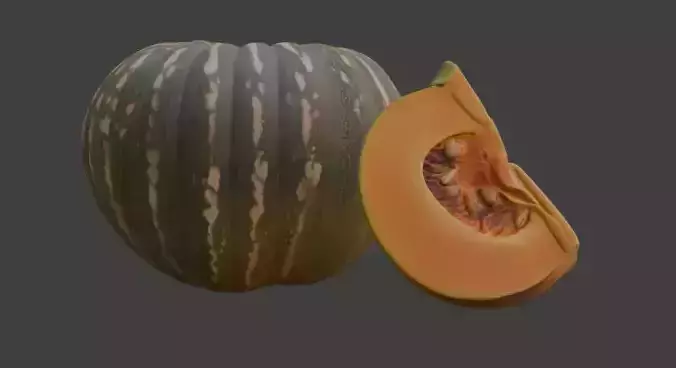 Striped Pumpkin Set 3D Model