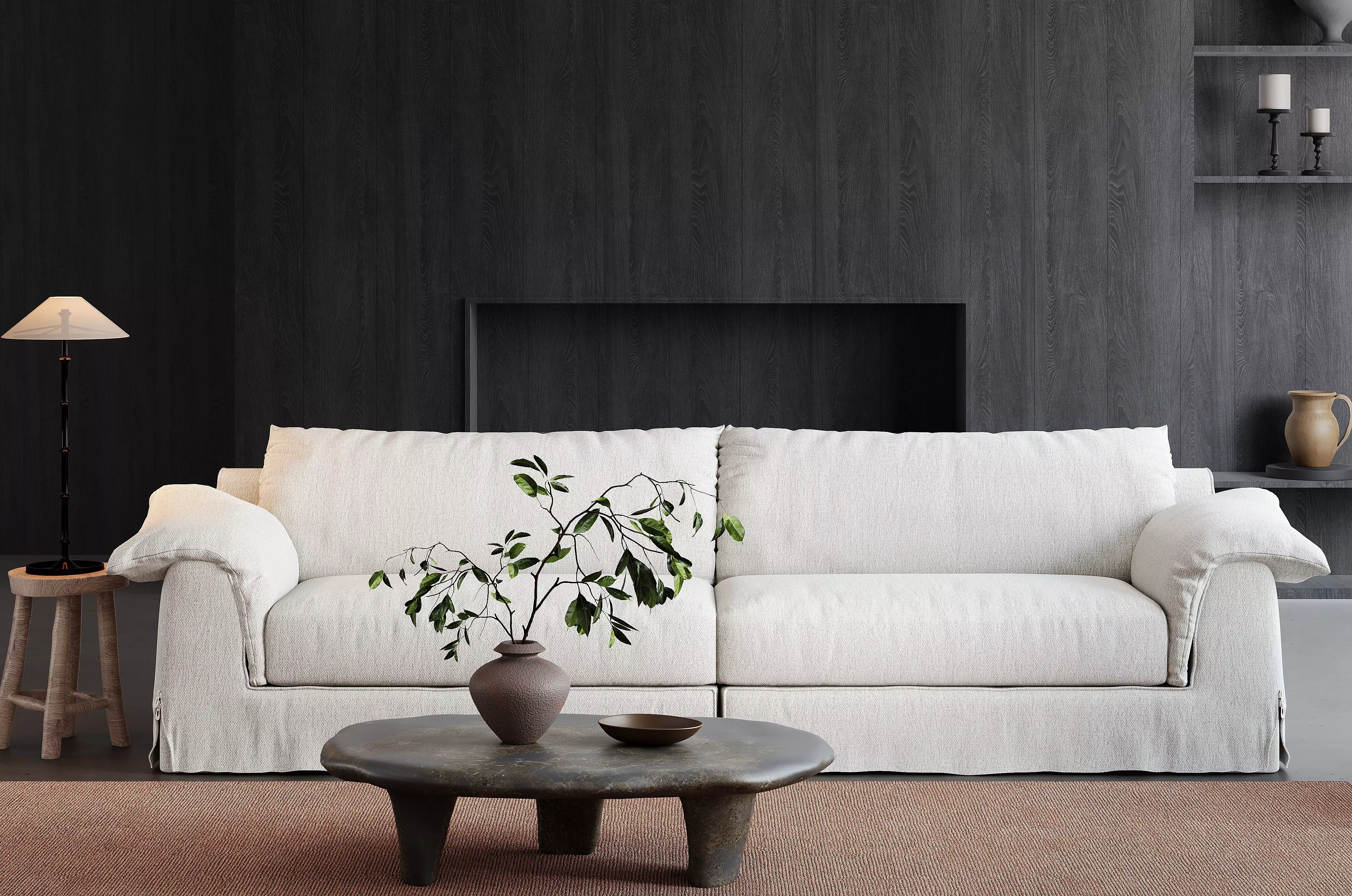 Mid Century interior scene 3D model_0