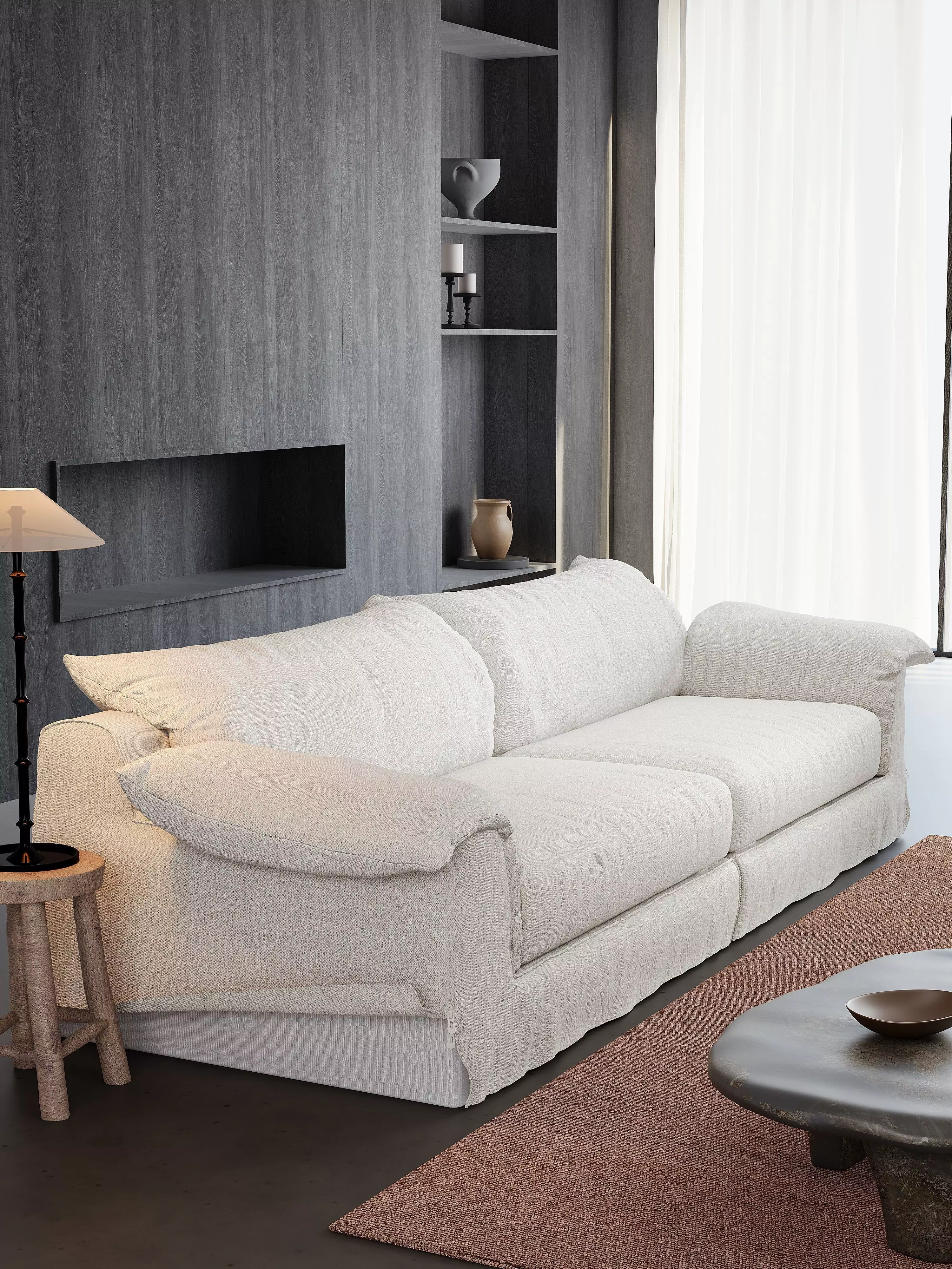 Mid Century interior scene 3D model_1