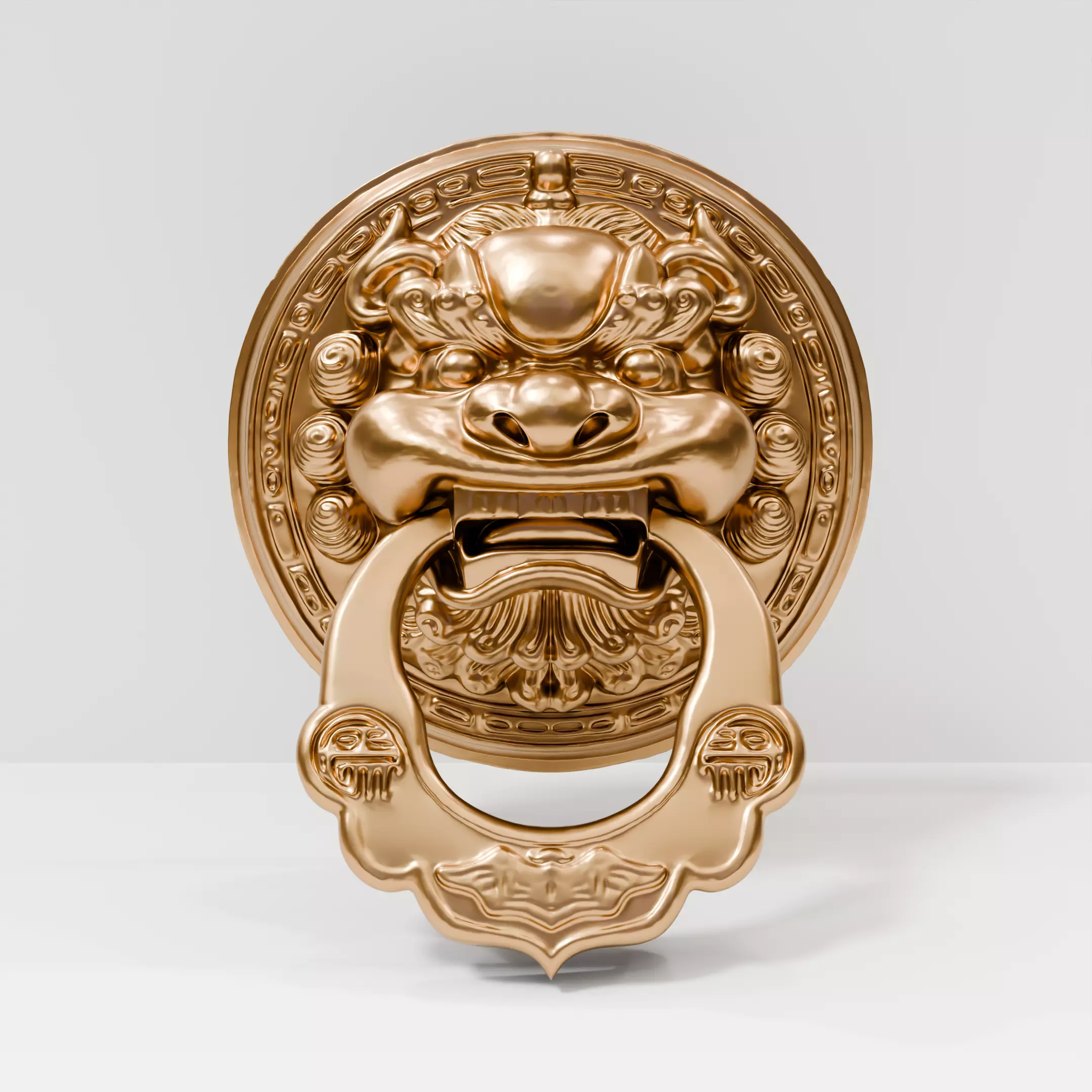 Chinese-style retro door knocker high-poly asset pack 3D print model_18