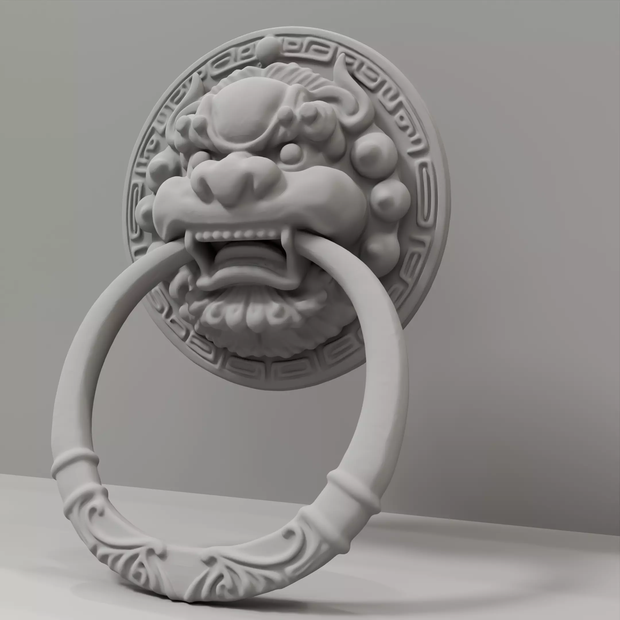 Chinese-style retro door knocker high-poly asset pack 3D print model_11