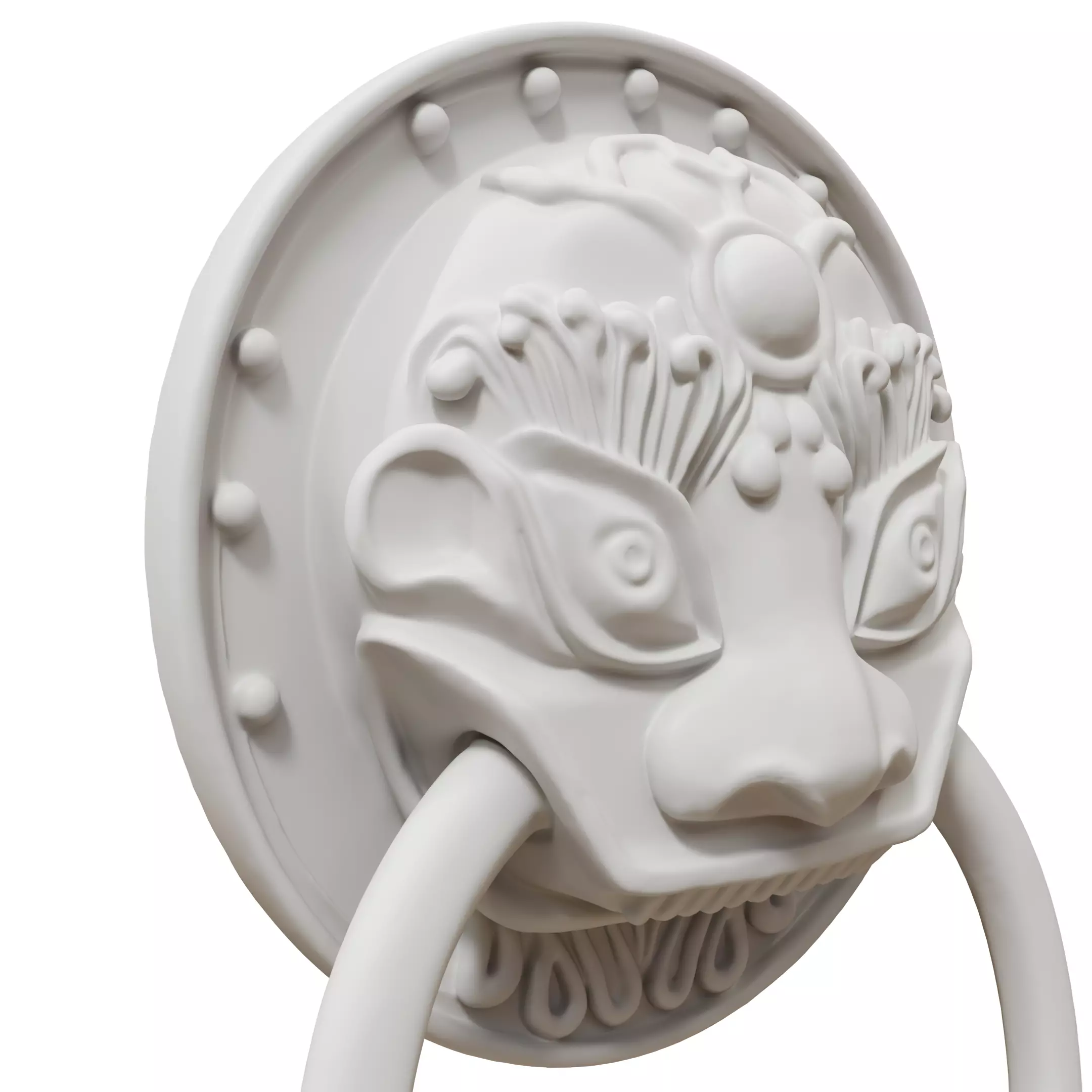 Chinese-style retro door knocker high-poly asset pack 3D print model_16