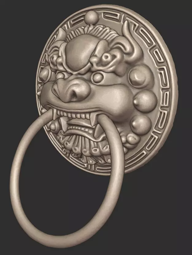 Chinese-style retro door knocker high-poly asset pack 3D print model_7