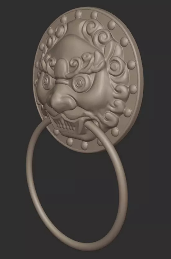 Chinese-style retro door knocker high-poly asset pack 3D print model_3