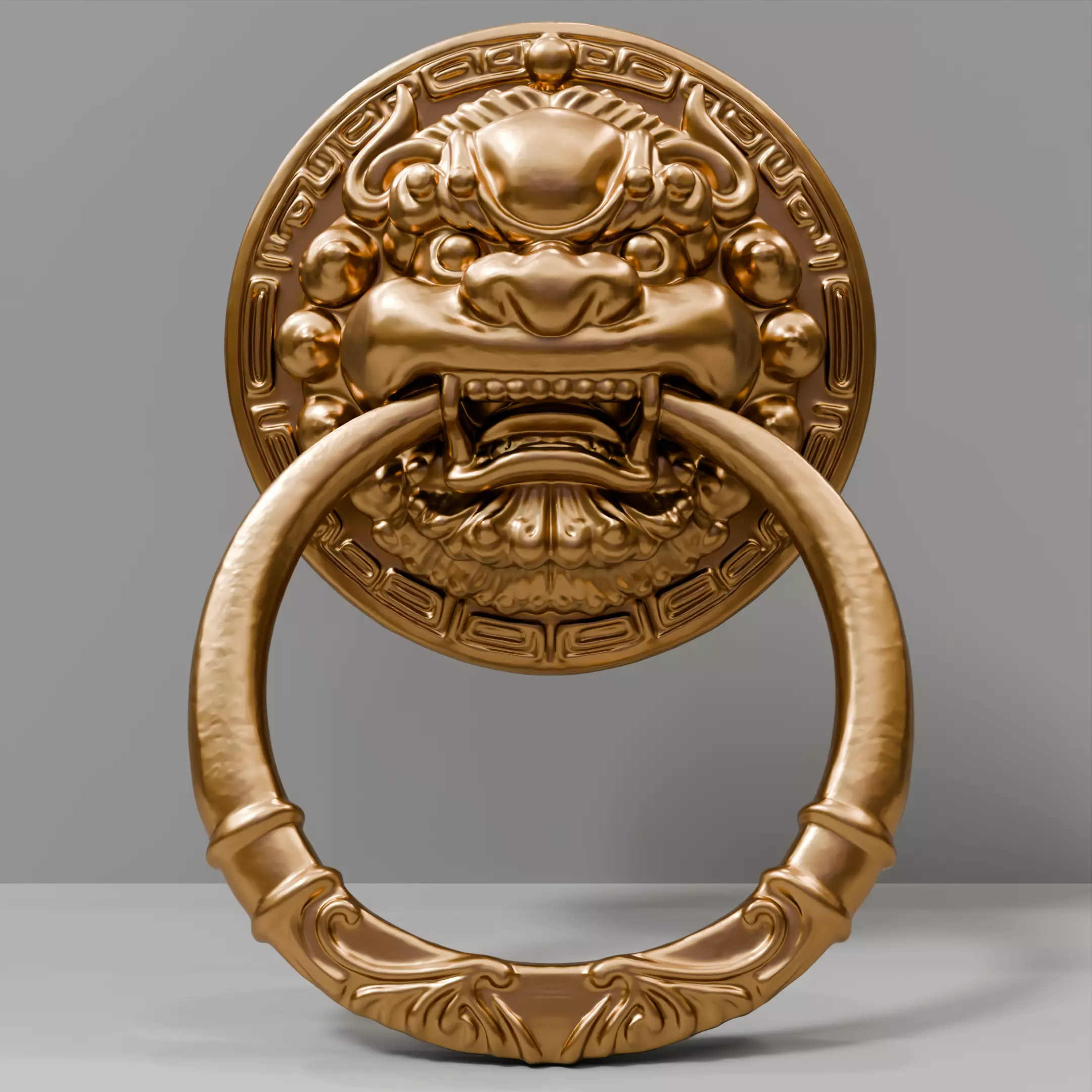 Chinese-style retro door knocker high-poly asset pack 3D print model_10