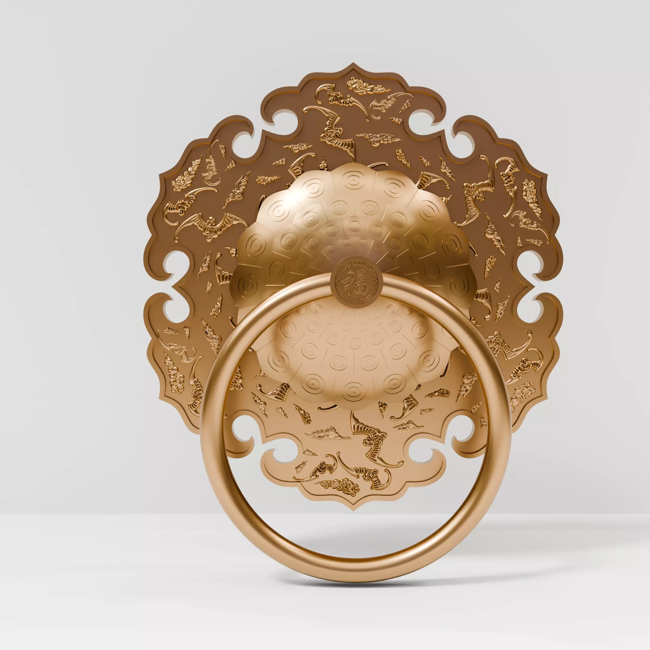 Chinese-style retro door knocker high-poly asset pack 3D print model_30