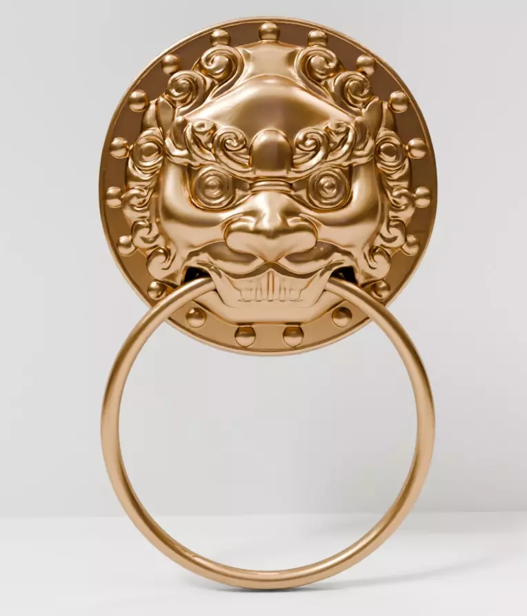 Chinese-style retro door knocker high-poly asset pack 3D print model_2