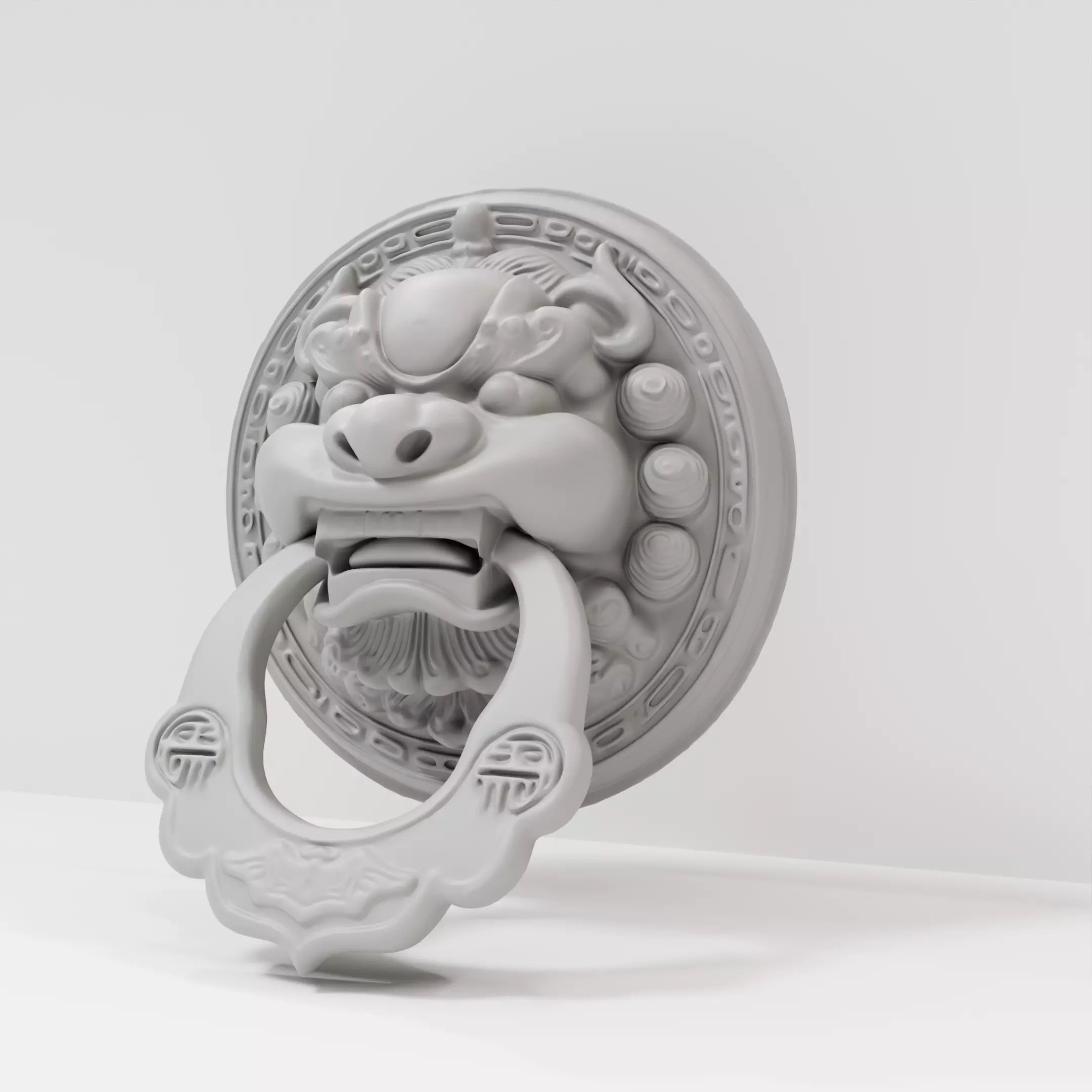 Chinese-style retro door knocker high-poly asset pack 3D print model_19