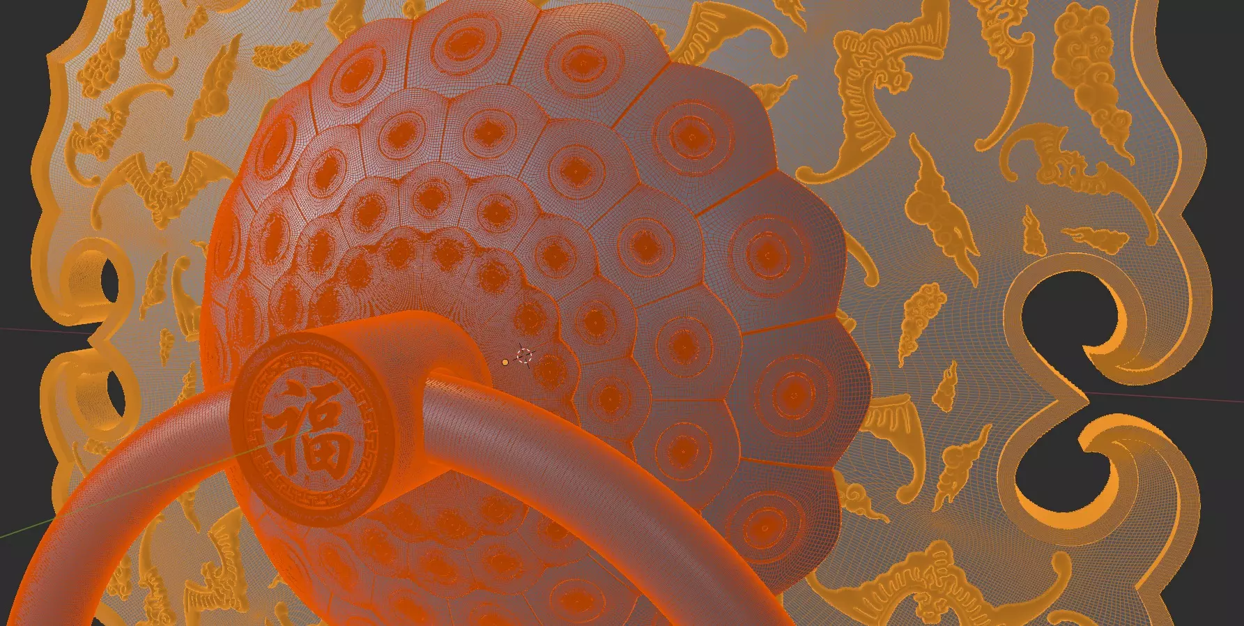 Chinese-style retro door knocker high-poly asset pack 3D print model_34