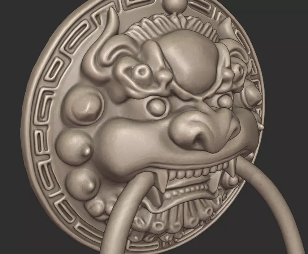 Chinese-style retro door knocker high-poly asset pack 3D print model_8