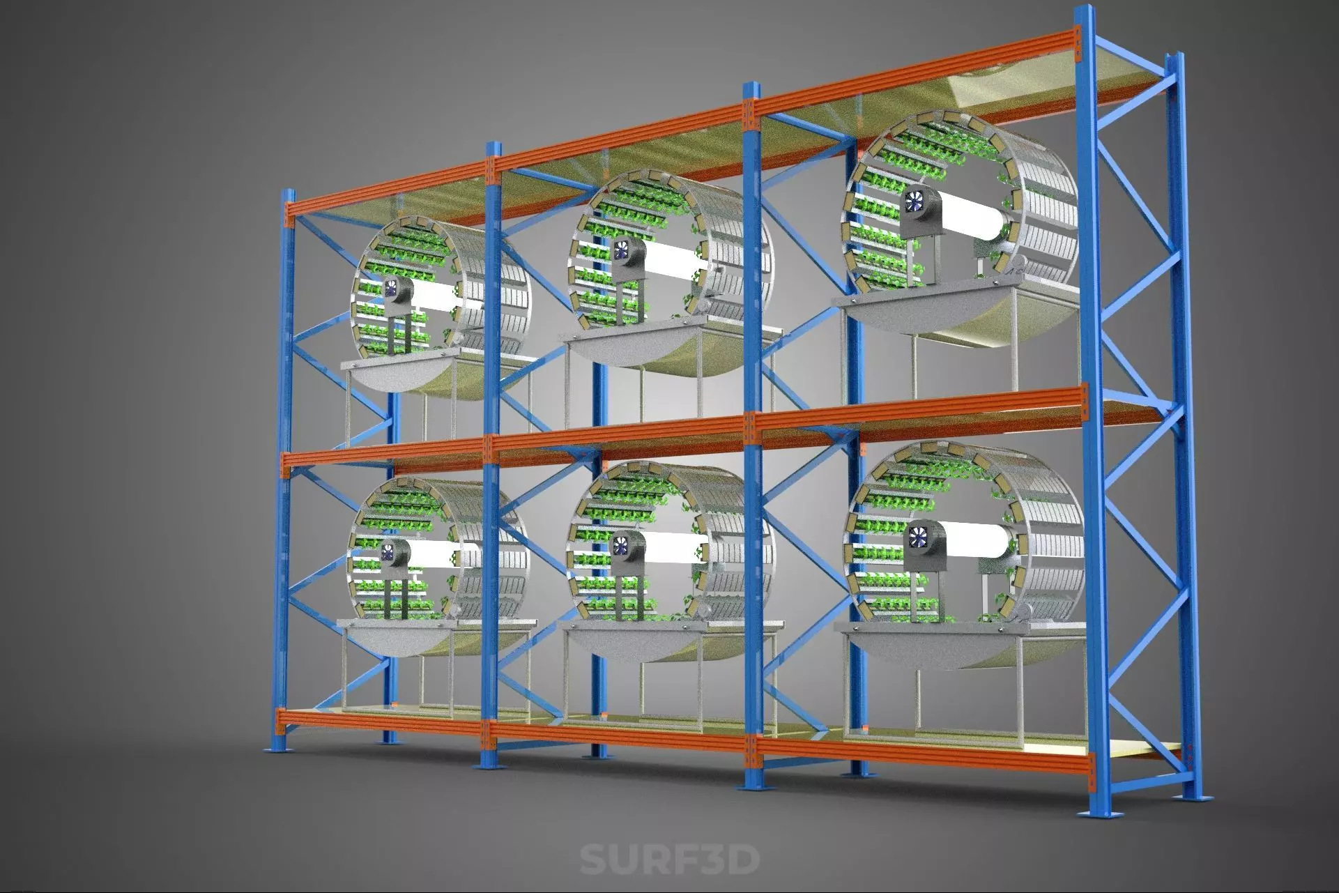 INDOOR ARRAY ROW SHELF RACK TRAY ROTARY HYDROPONIC PLANT GARDEN 3D model_26